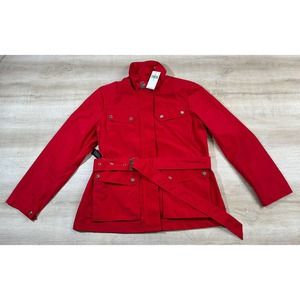 Polo Ralph Lauren Women L Red Jacket Mock Neck Belted NWT MSRP $295